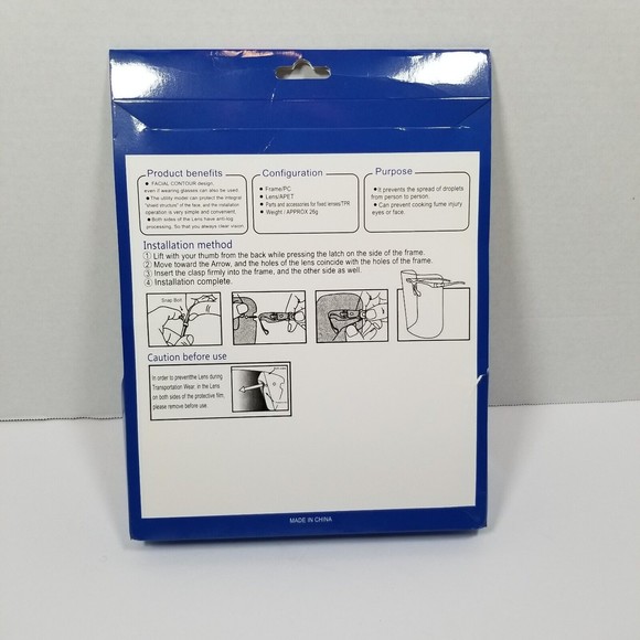🛍️4 for $20🛍️ Face Shield With Frame Double Protective Film Anti Fog Lens - Picture 2 of 3